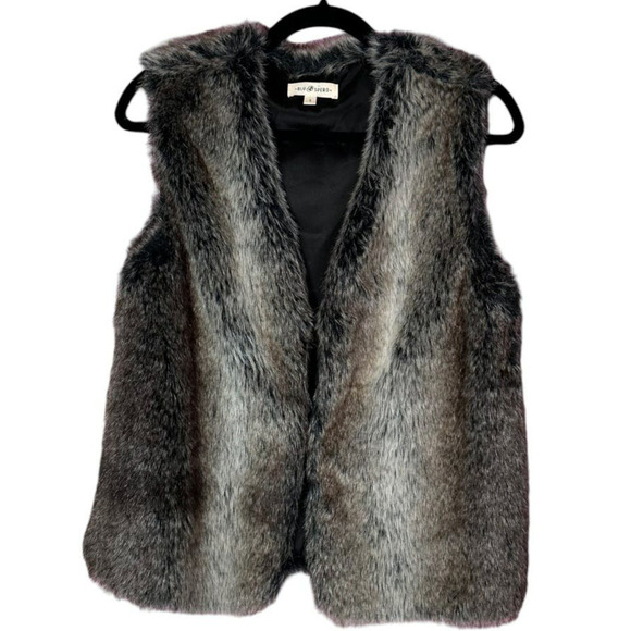 Blu Spero Faux Fur Vest Mob Wife Double Hook Closure 70s Disco Size Small - Picture 1 of 6